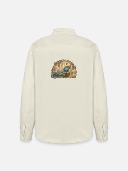 Lizard with ornament reading Tales - Relaxed Fit Unisex Organic Shirt by Stanley/Stella - soft Ecru