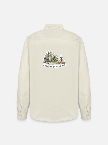 Living on Espresso & Dirt Roads - Relaxed Fit Unisex Organic Shirt by Stanley/Stella - soft Ecru
