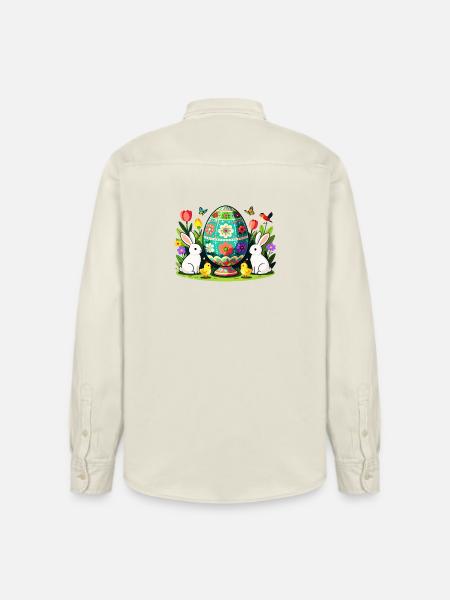 Easter Floral Egg Parade - Relaxed Fit Unisex Organic Shirt by Stanley/Stella - soft Ecru