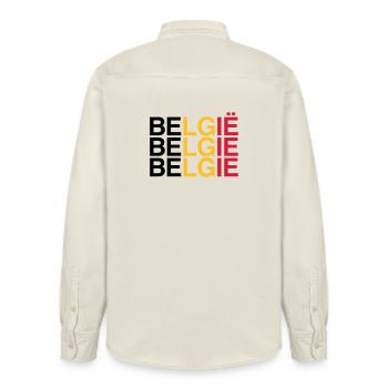 BELGIE Drapeau Belge - Belgique - Belgique 2024 - Chemise unisexe coupe décontractée bio Stanley/Stella - écru doux - Dos - AI Model Male 178 light (178cm)