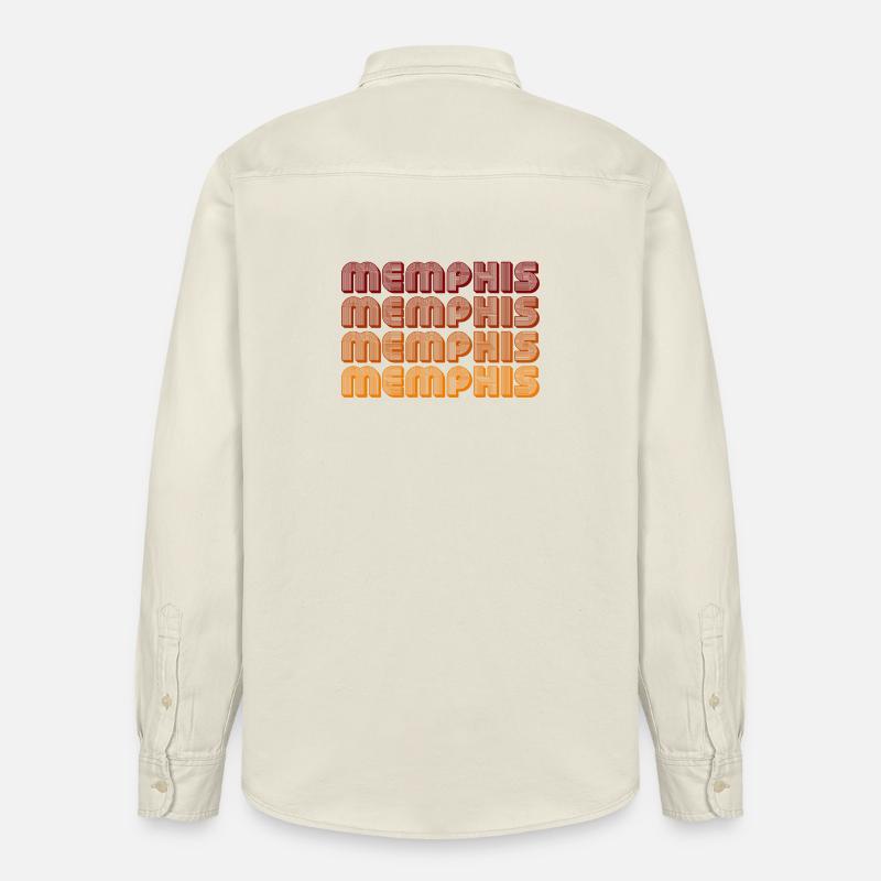 Memphis Gradient Text Repeat - Relaxed Fit Unisex Organic Hemd von Stanley/Stella - Natur
