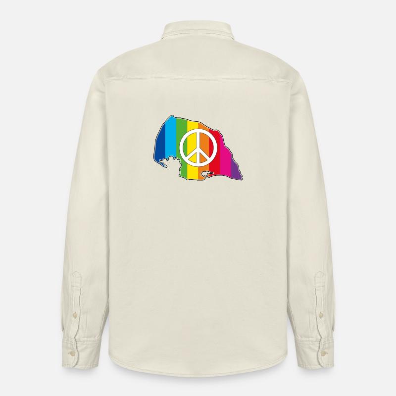 Insel Fehmarn Love Peace Rainbow - Relaxed Fit Unisex Organic Hemd von Stanley/Stella - Natur