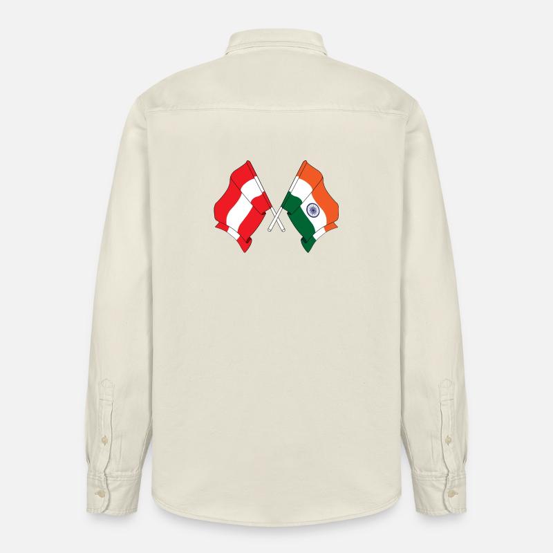 Drapeau Autriche, Drapeau Inde - Chemise unisexe coupe décontractée bio Stanley/Stella - écru doux