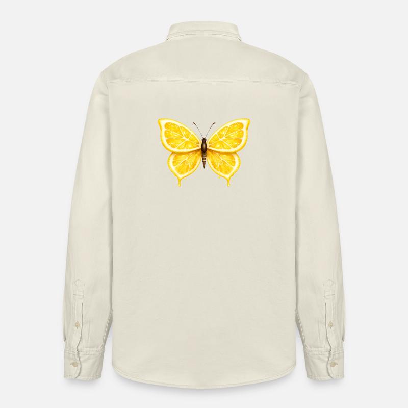 Ailes de citron – Papillon Fruit Lumineux - Chemise unisexe coupe décontractée bio Stanley/Stella - écru doux