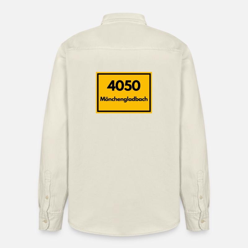 OLD POSTCODE POSTCODE 4050 MÖNCHENGLADBACH FUSSBAL - Relaxed Fit Unisex Organic Shirt by Stanley/Stella - soft Ecru