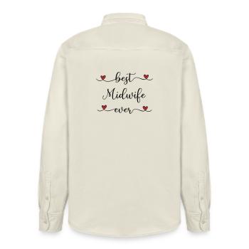 Midwife - Relaxed Fit Unisex Organic Shirt by Stanley/Stella - soft Ecru - Back - AI Model Male 178 light (178cm)