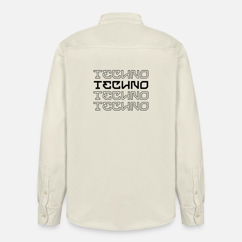Techno-modernes Typografie-Logodesign - Relaxed Fit Unisex Organic Hemd von Stanley/Stella - Natur