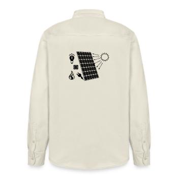 Solar panel with solar energy - Relaxed Fit Unisex Organic Shirt by Stanley/Stella - soft Ecru - Back - AI Model Male 178 light (178cm)