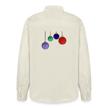 Christmas tree baubles - Christmas decoration - Relaxed Fit Unisex Organic Shirt by Stanley/Stella - soft Ecru - Back - AI Model Male 178 light (178cm)