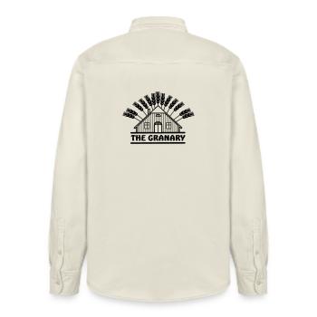 The granary 'THE GRANARY' - Relaxed Fit Unisex Organic Shirt by Stanley/Stella - soft Ecru - Back - AI Model Male 178 light (178cm)