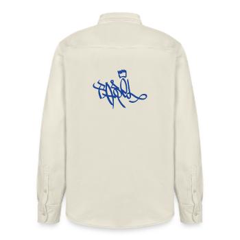 Basel Street Art Souvenir - Relaxed Fit Unisex Organic Hemd von Stanley/Stella - Natur - Hinten - AI Model Male 178 light (178cm)