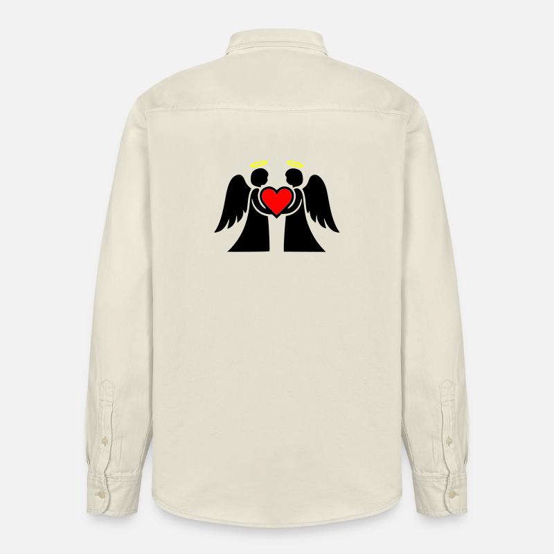 Engel Paar mit Herz Piktogramm - Relaxed Fit Unisex Organic Hemd von Stanley/Stella - Natur