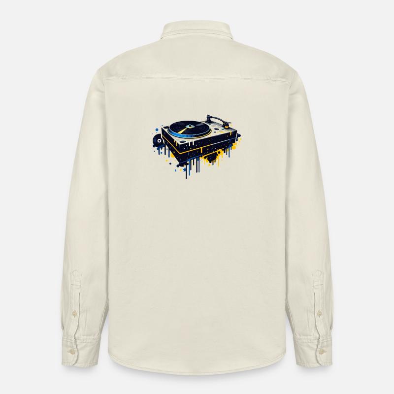 Graffiti Turntable Design - Relaxed Fit Unisex Organic Shirt by Stanley/Stella - soft Ecru