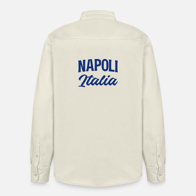 Napoli Italia Script in Blue - Chemise unisexe coupe décontractée bio Stanley/Stella - écru doux