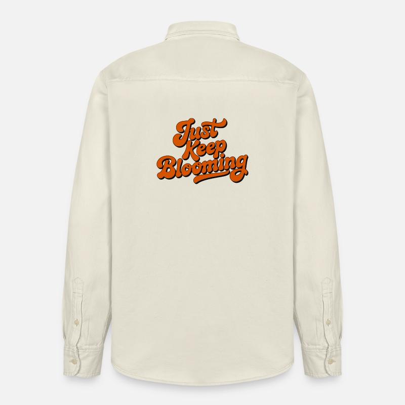 Just Keep Blooming Floral Script - Relaxed Fit Unisex Organic Shirt by Stanley/Stella - soft Ecru