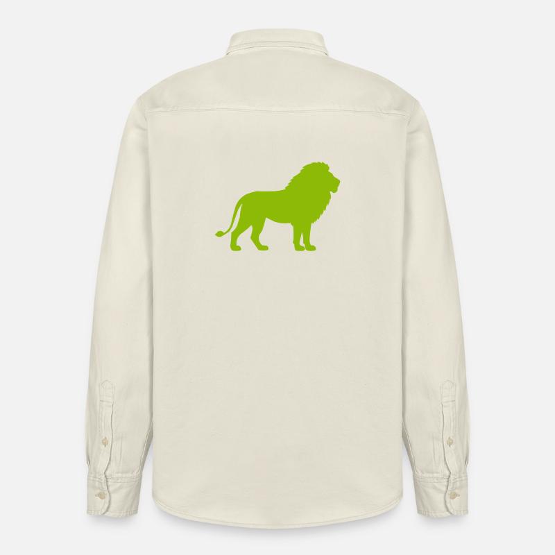 Silhouette de Lion Vert Néon - Chemise unisexe coupe décontractée bio Stanley/Stella - écru doux
