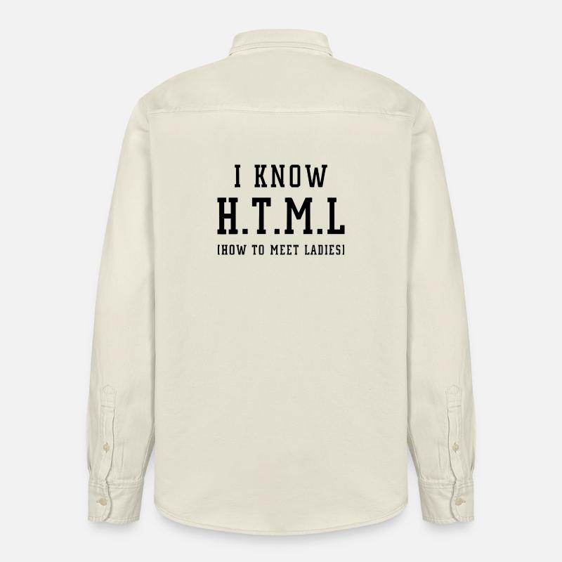 I know HTML - Relaxed Fit Unisex Organic Hemd von Stanley/Stella - Natur