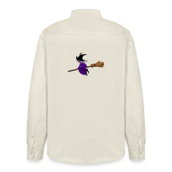 Hexe fliegt auf dem Besen - Relaxed Fit Unisex Organic Hemd von Stanley/Stella - Natur - Hinten - AI Model Male 178 light (178cm)