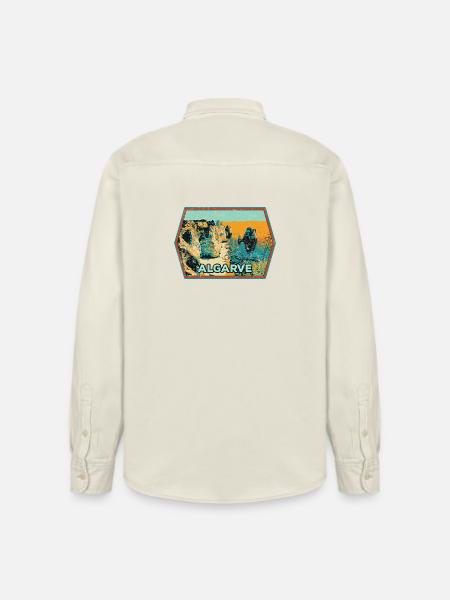 Badge retro, Algarve Portugal, plage été soleil - Chemise unisexe coupe décontractée bio Stanley/Stella - écru doux