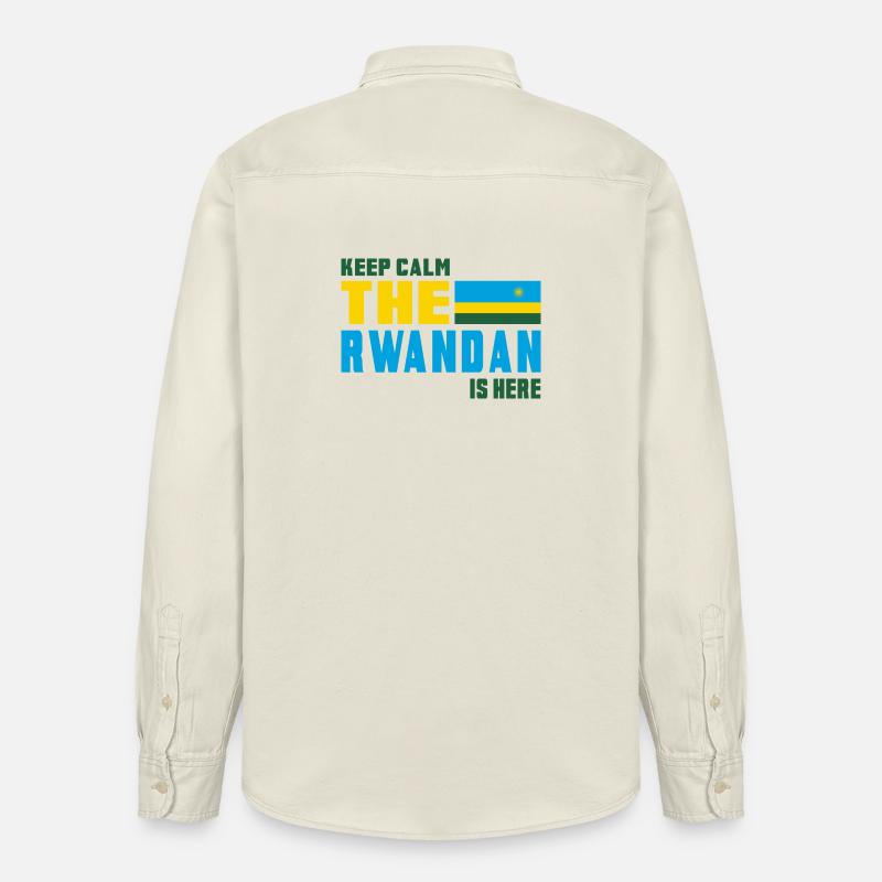Keep Calm Ruanda Flaggen Design - Relaxed Fit Unisex Organic Hemd von Stanley/Stella - Natur