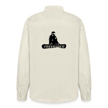 Freerider Snowboard - Chemise unisexe coupe décontractée bio Stanley/Stella - écru doux - Dos - AI Model Male 178 light (178cm)