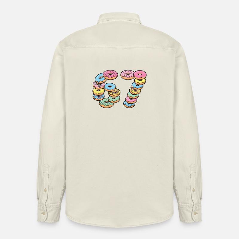 Pastel Donut Stack 67 Pattern - Relaxed Fit Unisex Organic Shirt by Stanley/Stella - soft Ecru