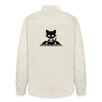 Yoga pour chats parfaitement centré - Chemise unisexe coupe décontractée bio Stanley/Stella - écru doux - Dos - AI Model Male 178 light (178cm)