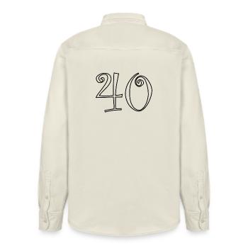 40. 40 ANS. 40e ANNIVERSAIRE. ANNIVERSAIRE 40 ANS. - Chemise unisexe coupe décontractée bio Stanley/Stella - écru doux - Dos - AI Model Male 178 light (178cm)