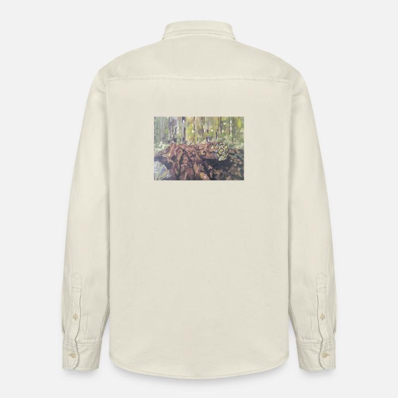 Rondins dans la forêt – un paysage impressionniste - Chemise unisexe coupe décontractée bio Stanley/Stella - écru doux