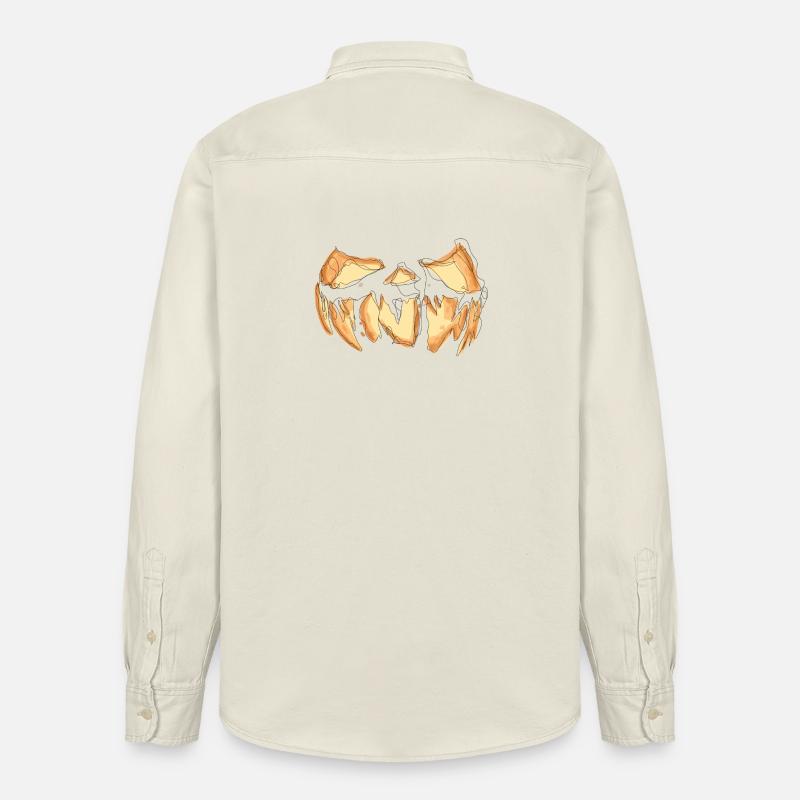 Kürbis Gesicht Halloween Scribble - Relaxed Fit Unisex Organic Hemd von Stanley/Stella - Natur