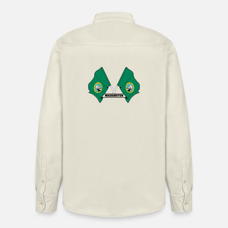 Zwei Flaggen mit dem Text WASHINGTON - Relaxed Fit Unisex Organic Hemd von Stanley/Stella - Natur
