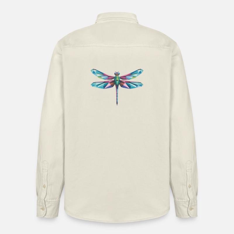 Libellule - Logo Low Poly cool - Chemise unisexe coupe décontractée bio Stanley/Stella - écru doux