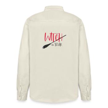 Hexe on Tour Logo - Relaxed Fit Unisex Organic Hemd von Stanley/Stella - Natur - Hinten - AI Model Male 178 light (178cm)