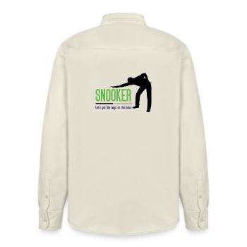 Snooker - Let's get the.boys on the baize - Relaxed Fit Unisex Organic Shirt by Stanley/Stella - soft Ecru - Back - AI Model Male 178 light (178cm)