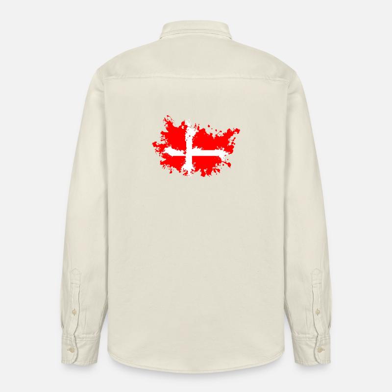 Drapeau éclaboussé du Danemark - Chemise unisexe coupe décontractée bio Stanley/Stella - écru doux