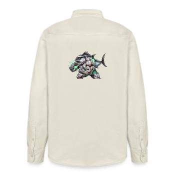 Muscular tuna - Relaxed Fit Unisex Organic Shirt by Stanley/Stella - soft Ecru - Back - AI Model Male 178 light (178cm)