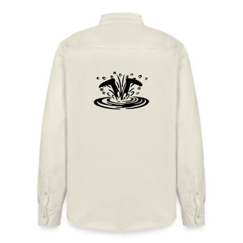 Diver - Relaxed Fit Unisex Organic Shirt by Stanley/Stella - soft Ecru - Back - AI Model Male 178 light (178cm)