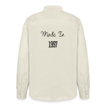 Created in 1997 - Relaxed Fit Unisex Organic Shirt by Stanley/Stella - soft Ecru - Back - AI Model Male 178 light (178cm)