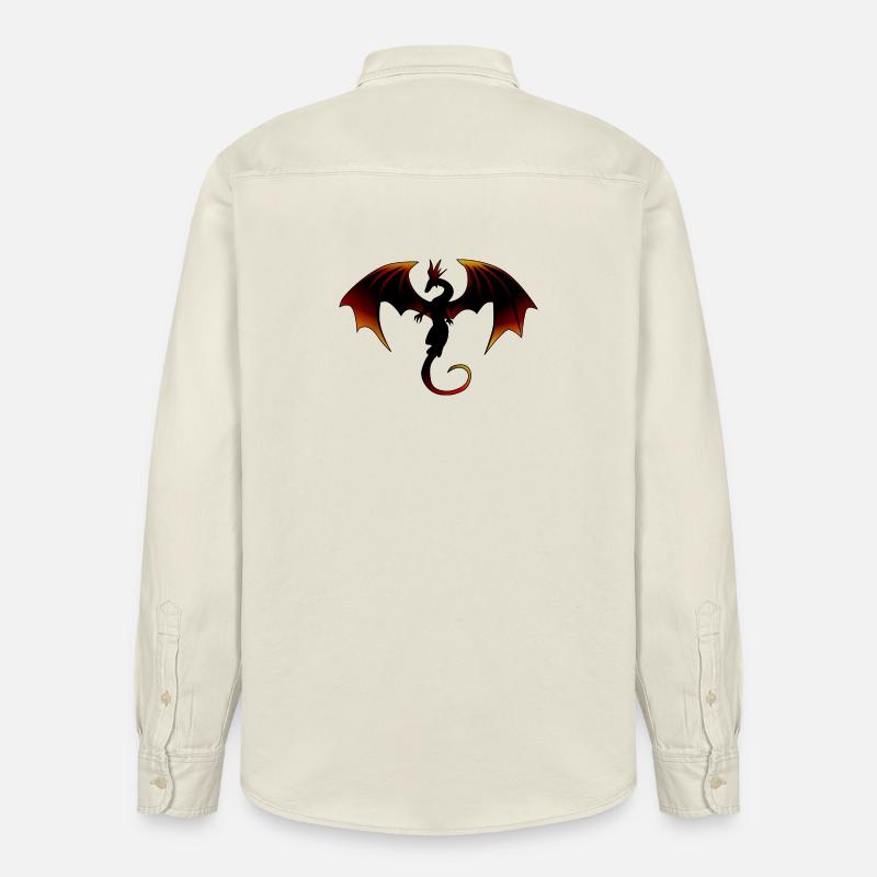 Feuer Drache, Fire Dragon - Relaxed Fit Unisex Organic Hemd von Stanley/Stella - Natur
