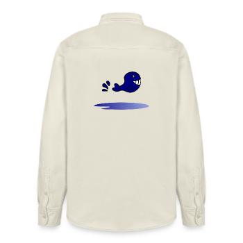 FEIERTAG. FROHE FEIERTAGE. GELIEBTE. MEISTER. LEHRER - Relaxed Fit Unisex Organic Hemd von Stanley/Stella - Natur - Hinten - AI Model Male 178 light (178cm)