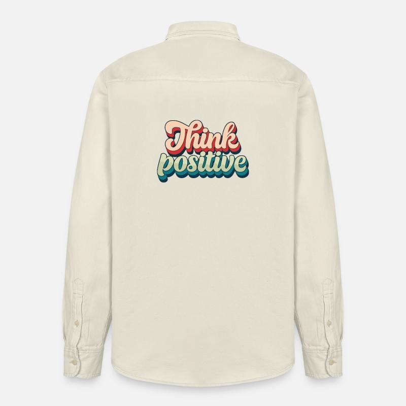 Think Positive Rétro Script - Chemise unisexe coupe décontractée bio Stanley/Stella - écru doux