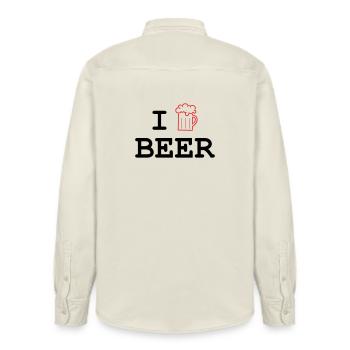 J'aime la bière / Alcool - Chemise unisexe coupe décontractée bio Stanley/Stella - écru doux - Dos - AI Model Male 178 light (178cm)