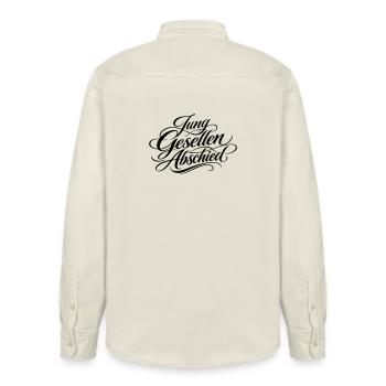 Bachelor party Jga - Relaxed Fit Unisex Organic Shirt by Stanley/Stella - soft Ecru - Back - AI Model Male 178 light (178cm)