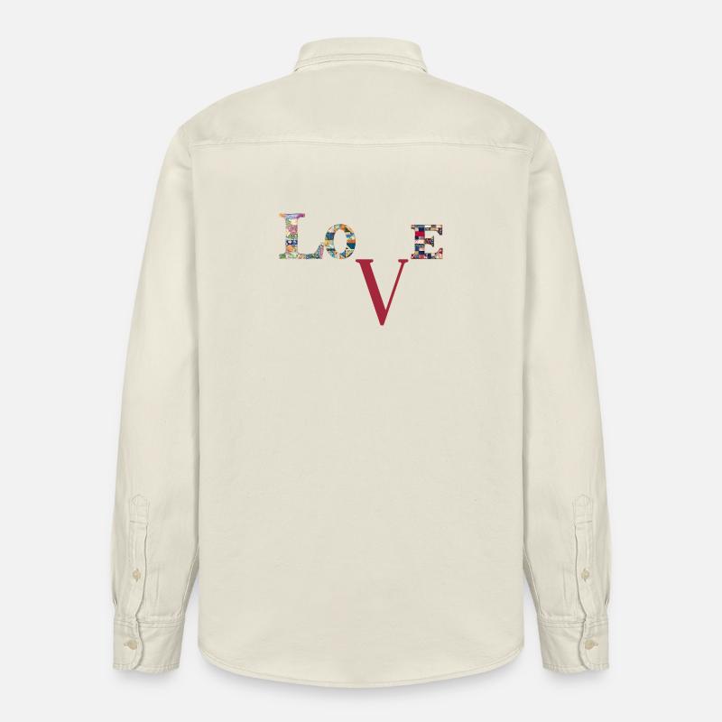 Liebe Patchwork-Typografie - Relaxed Fit Unisex Organic Hemd von Stanley/Stella - Natur