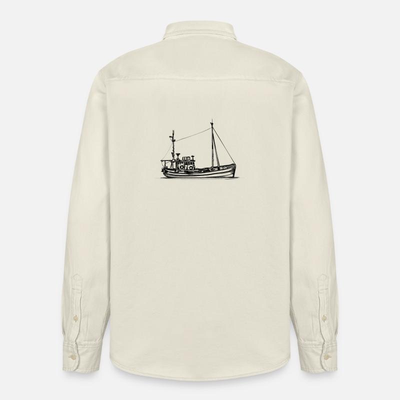 Fischkutter & Krabbenkutter - Illustration - Relaxed Fit Unisex Organic Hemd von Stanley/Stella - Natur