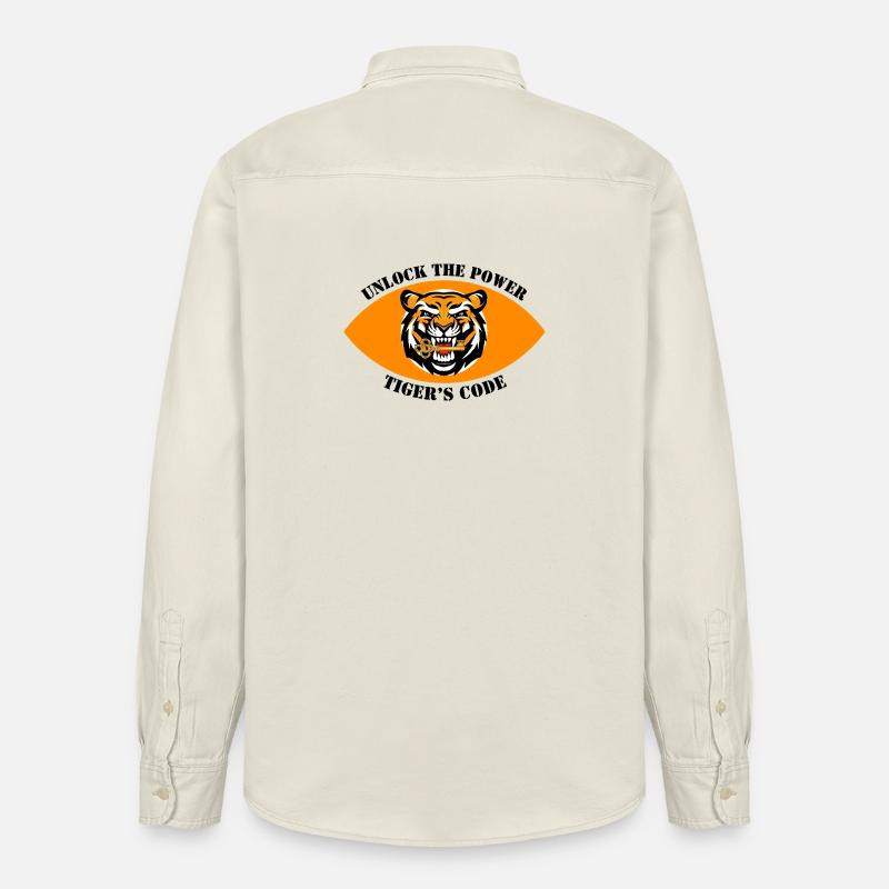 Conception dynamique de l’emblème du tigre - Chemise unisexe coupe décontractée bio Stanley/Stella - écru doux
