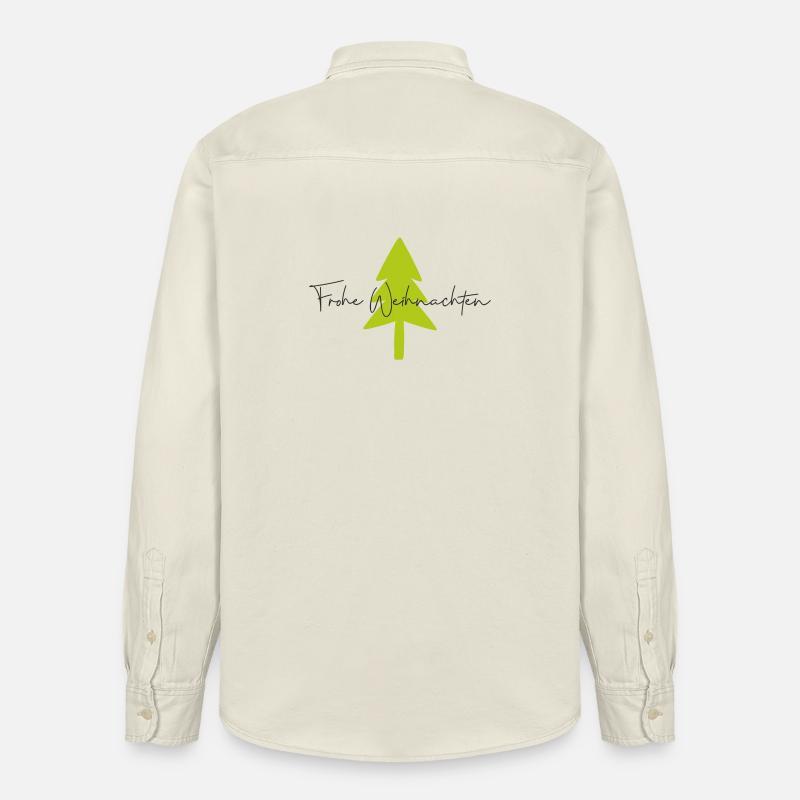 Lettrage d’arbre de Noël vert brillant - Chemise unisexe coupe décontractée bio Stanley/Stella - écru doux