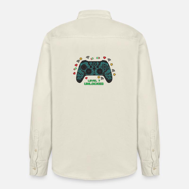 Level 7 Unlocked Gamer Controller - Relaxed Fit Unisex Organic Hemd von Stanley/Stella - Natur