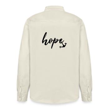 hope Anker by heavenlygoods DESIGN - Relaxed Fit Unisex Organic Hemd von Stanley/Stella - Natur - Hinten - AI Model Male 178 light (178cm)