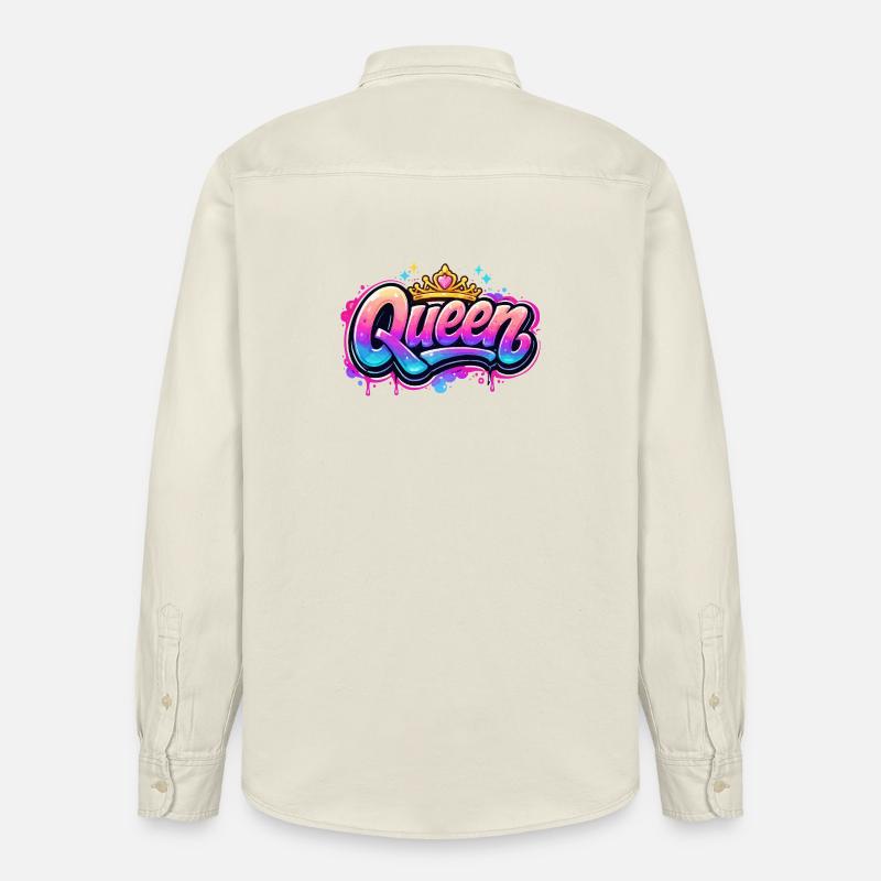 Queen Graffiti Crown Design - Chemise unisexe coupe décontractée bio Stanley/Stella - écru doux